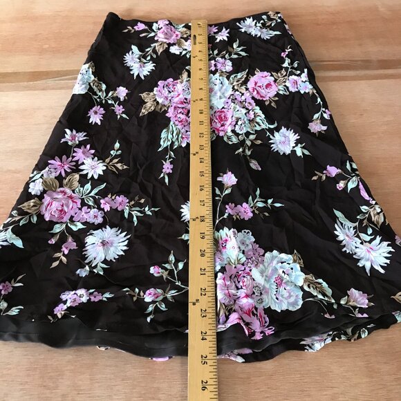 Cinnamon Girl Swing Skirt Women XS Green Floral Knee Length Preppie Pull On - Picture 4 of 7